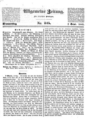 Allgemeine Zeitung Donnerstag 2. September 1841