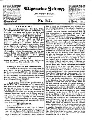 Allgemeine Zeitung Samstag 4. September 1841