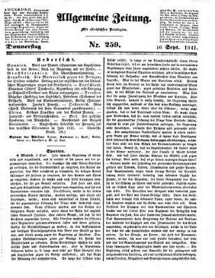 Allgemeine Zeitung Donnerstag 16. September 1841