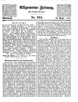 Allgemeine Zeitung Mittwoch 29. September 1841