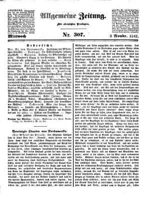 Allgemeine Zeitung Mittwoch 3. November 1841