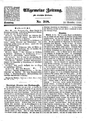 Allgemeine Zeitung Sonntag 14. November 1841