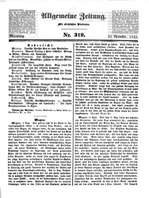 Allgemeine Zeitung Montag 15. November 1841