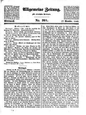 Allgemeine Zeitung Mittwoch 17. November 1841