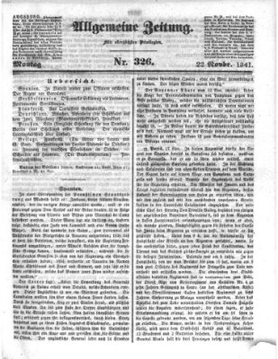 Allgemeine Zeitung Montag 22. November 1841