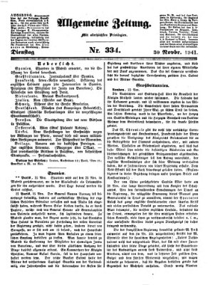 Allgemeine Zeitung Dienstag 30. November 1841