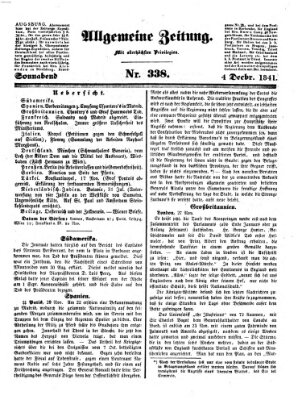 Allgemeine Zeitung Samstag 4. Dezember 1841