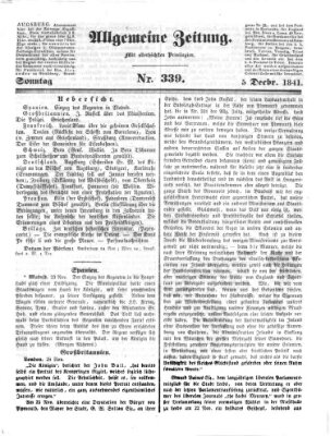 Allgemeine Zeitung Sonntag 5. Dezember 1841