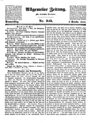 Allgemeine Zeitung Donnerstag 9. Dezember 1841