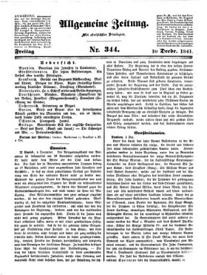 Allgemeine Zeitung Freitag 10. Dezember 1841