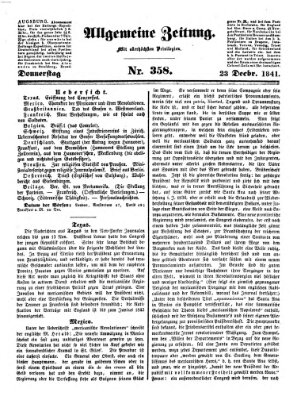 Allgemeine Zeitung Donnerstag 23. Dezember 1841