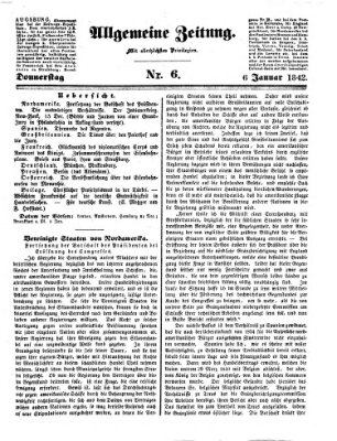 Allgemeine Zeitung Donnerstag 6. Januar 1842