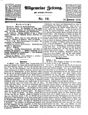 Allgemeine Zeitung Mittwoch 12. Januar 1842