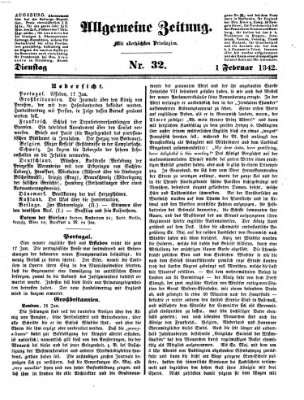 Allgemeine Zeitung Dienstag 1. Februar 1842