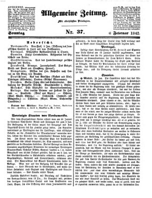 Allgemeine Zeitung Sonntag 6. Februar 1842