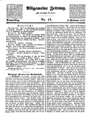 Allgemeine Zeitung Donnerstag 10. Februar 1842