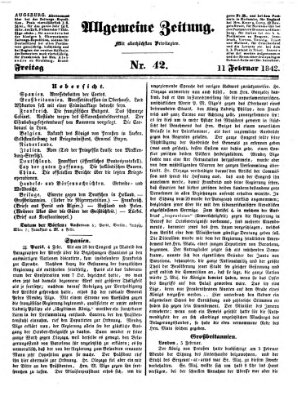 Allgemeine Zeitung Freitag 11. Februar 1842