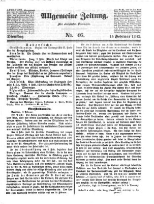 Allgemeine Zeitung Dienstag 15. Februar 1842