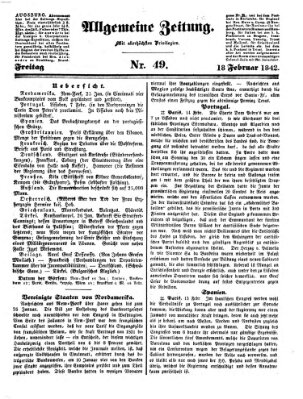 Allgemeine Zeitung Freitag 18. Februar 1842