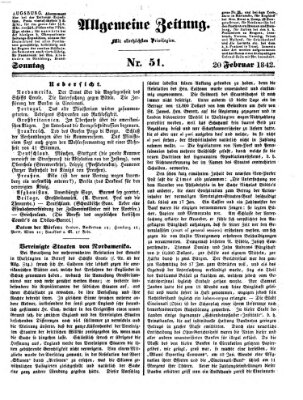 Allgemeine Zeitung Sonntag 20. Februar 1842