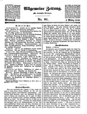 Allgemeine Zeitung Mittwoch 2. März 1842