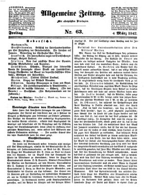 Allgemeine Zeitung Freitag 4. März 1842