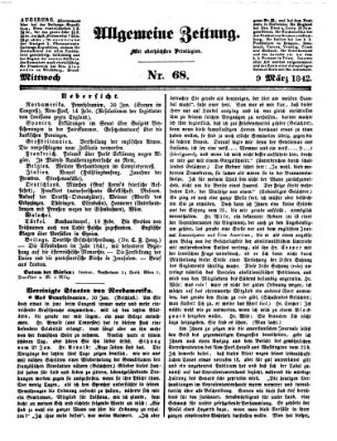 Allgemeine Zeitung Mittwoch 9. März 1842