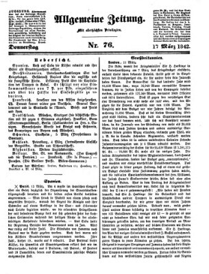 Allgemeine Zeitung Donnerstag 17. März 1842