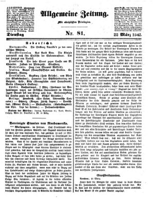 Allgemeine Zeitung Dienstag 22. März 1842