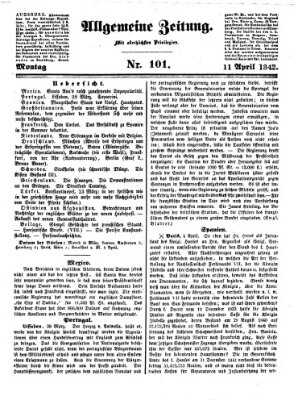 Allgemeine Zeitung Montag 11. April 1842