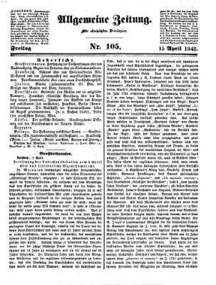 Allgemeine Zeitung Freitag 15. April 1842