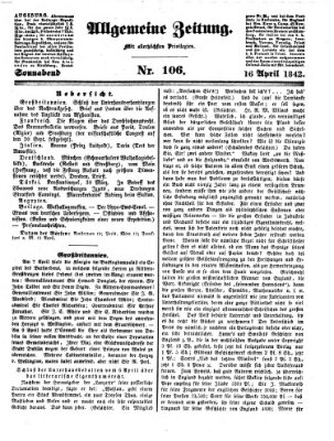 Allgemeine Zeitung Samstag 16. April 1842