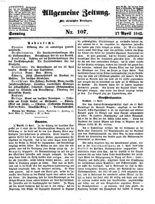 Allgemeine Zeitung Sonntag 17. April 1842