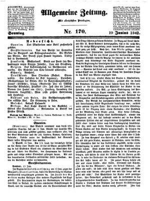 Allgemeine Zeitung Sonntag 19. Juni 1842