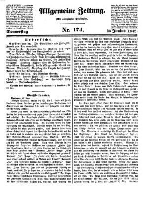 Allgemeine Zeitung Donnerstag 23. Juni 1842