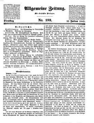 Allgemeine Zeitung Dienstag 12. Juli 1842