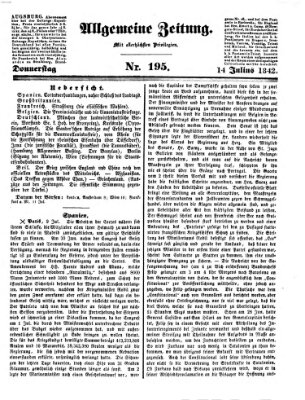 Allgemeine Zeitung Donnerstag 14. Juli 1842