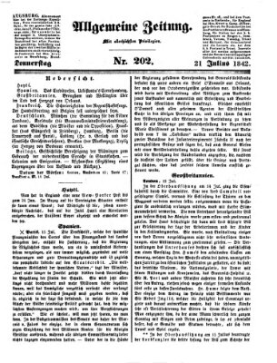 Allgemeine Zeitung Donnerstag 21. Juli 1842