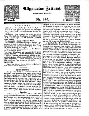 Allgemeine Zeitung Mittwoch 3. August 1842