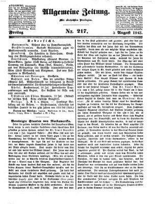 Allgemeine Zeitung Freitag 5. August 1842