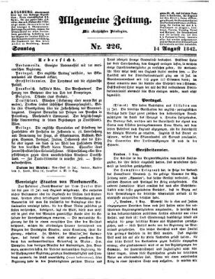 Allgemeine Zeitung Sonntag 14. August 1842