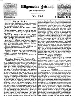 Allgemeine Zeitung Donnerstag 1. September 1842