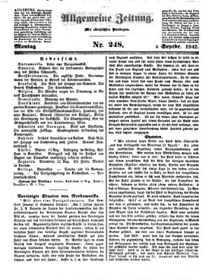 Allgemeine Zeitung Montag 5. September 1842