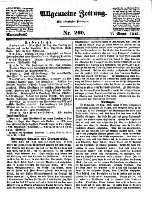 Allgemeine Zeitung Samstag 17. September 1842