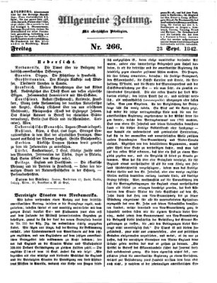 Allgemeine Zeitung Freitag 23. September 1842