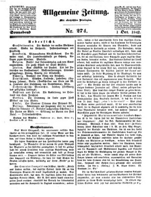 Allgemeine Zeitung Samstag 1. Oktober 1842