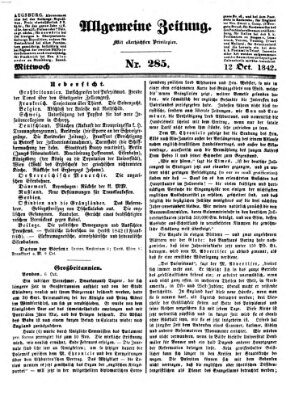 Allgemeine Zeitung Mittwoch 12. Oktober 1842