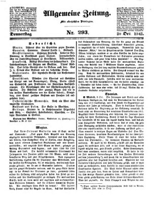 Allgemeine Zeitung Donnerstag 20. Oktober 1842