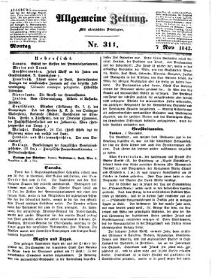 Allgemeine Zeitung Montag 7. November 1842