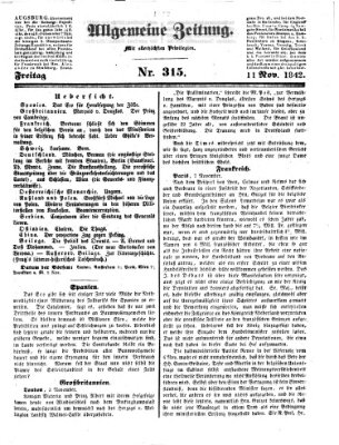 Allgemeine Zeitung Freitag 11. November 1842